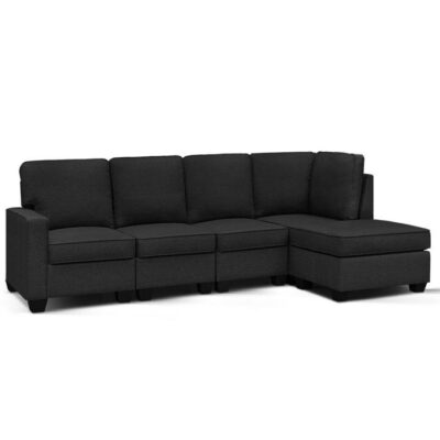 Paris Sofa Lounge Set 5 Seater Modular Chaise Chair Suite Couch Dark Grey