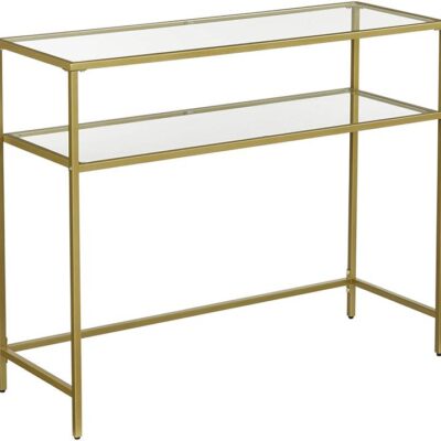 Console Table Metal Frame with 2 Shelves Adjustable Feet