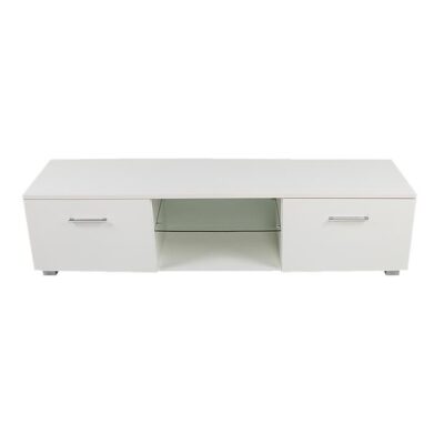 TV Cabinet Entertainment Unit Stand High Gloss Storage Shelf 140cm White