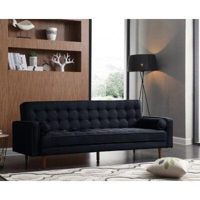 Sofa Bed 3 Seater Button Tufted Lounge Set for Living Room Couch in Velvet Black Colour Sofa Bed 3 Seater Button Tufted Lounge Set for Living Room Couch in Velvet Black Colour