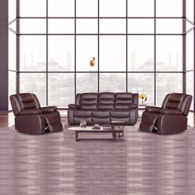 3+1+1 Seater Recliner Sofa In Faux Leather Lounge Couch in Brown 3+1+1 Seater Recliner Sofa In Faux Leather Lounge Couch in Brown