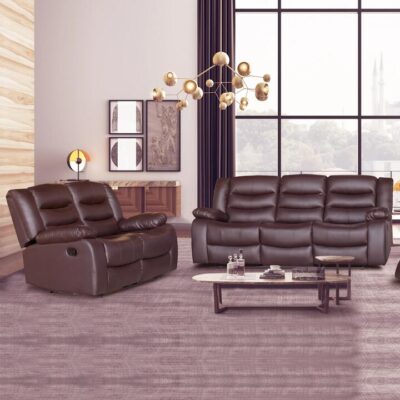 3+2 Seater Recliner Sofa In Faux Leather Lounge Couch in Brown 3+2 Seater Recliner Sofa In Faux Leather Lounge Couch in Brown