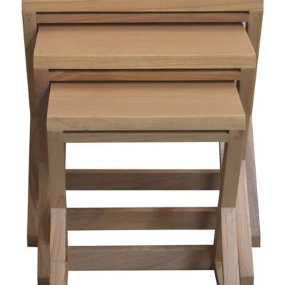 Manhattan Solid Mindi Timber Nest of Tables - Set of 3 (Natural)