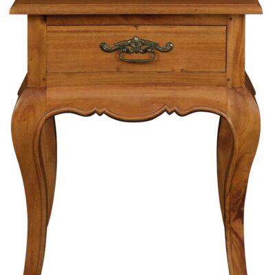 French Provincial 1 Drawer Lamp Table (Light Pecan)