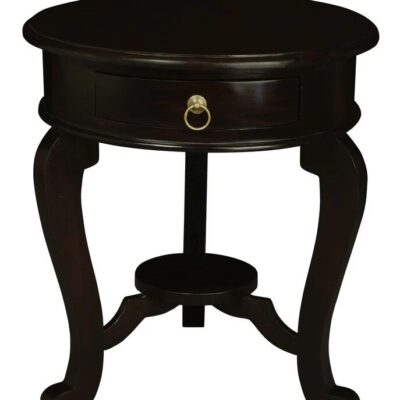 Round Cabriole Leg 1 Drawer Lamp Table (Chocolate)