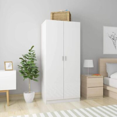 Wardrobe High Gloss White 80x52x180 cm