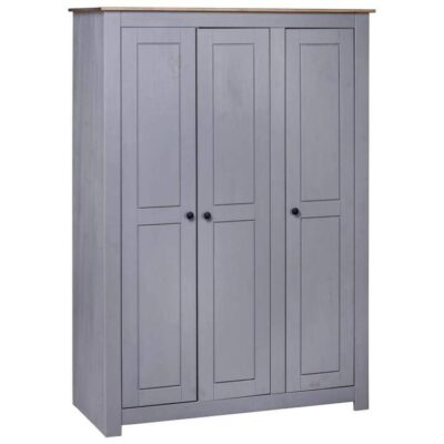 3-Door Wardrobe Grey 118x50x171.5 cm Pine Panama Range