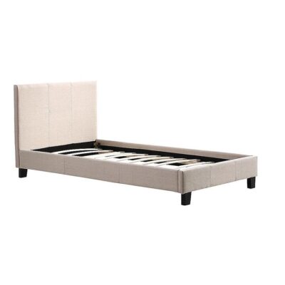 Single Linen Fabric Bed Frame Beige Single Linen Fabric Bed Frame Beige