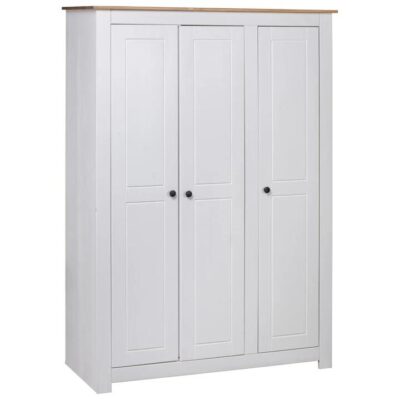 3-Door Wardrobe White 118x50x171.5 cm Pine Panama Range