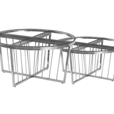 Salina Coffee Table 80cm Silver Base -Clear Glass