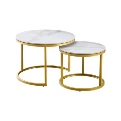 Nesting style Coffee Table - White on Champagne Gold - 60cm/45cm