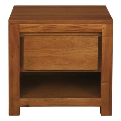 Amsterdam Solid Mahogany Timber 1 Drawer Bedside Table (Light Pecan)
