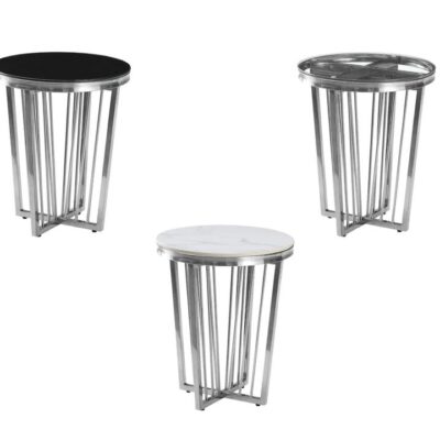 Salina Side Table 45cm Silver Base - Clear Glass
