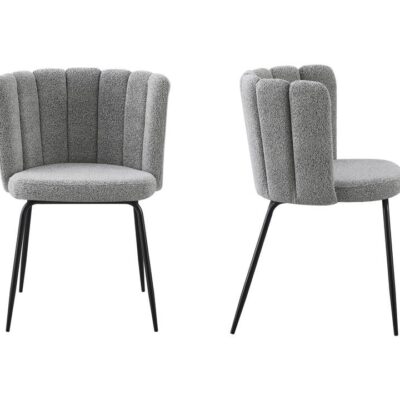 Amelia Boucle Grey Dining Chair - Set of 2