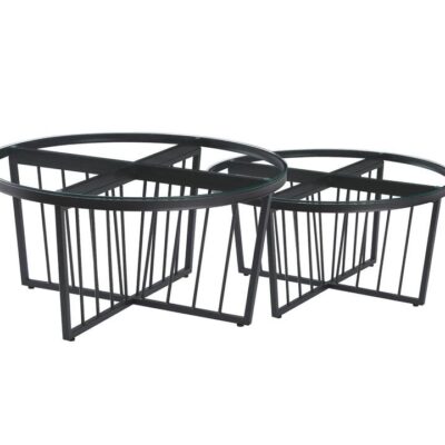 Salina Coffee Table 80cm Black Base -Clear Glass