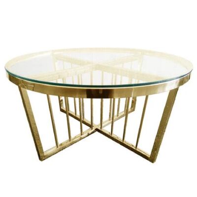 Salina Coffee Table 80cm Gold Base -Clear Glass