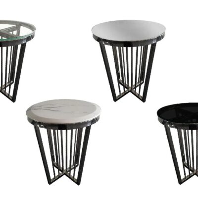 Salina Side Table 45cm Black Base - White Marble