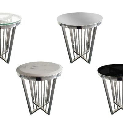 Salina Side Table 45cm Silver Base - White Marble