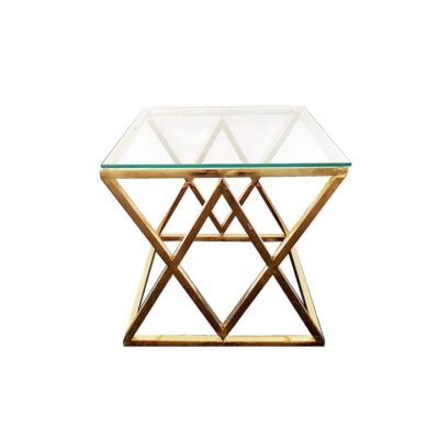 Alsea Side Table Gold Base - Clear Glass