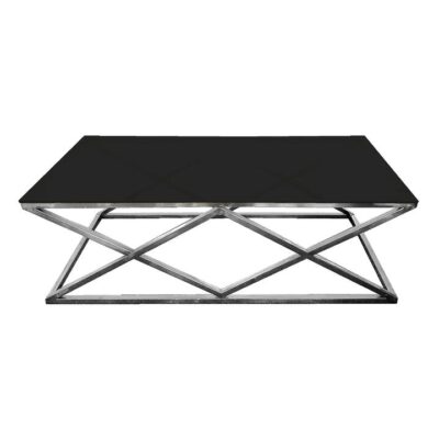 Alsea Coffee Table Silver Base - Black Glass