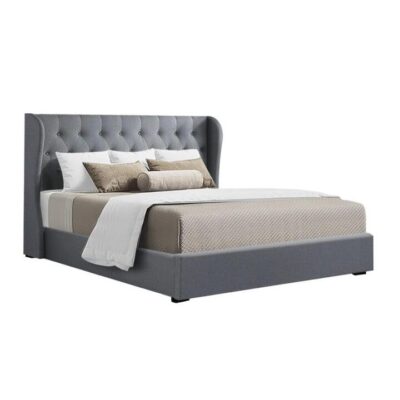 Bed Frame Queen Size Gas Lift Grey ISSA