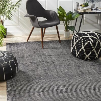 Allure Black Cotton Rayon Rug by Rug Culture - 225X155CM