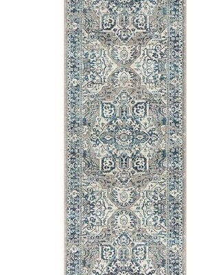 Babylon 207 Blue Runner by Rug Culture-400X80CM - RUNNER
