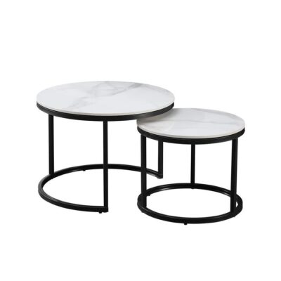 Nesting Style Coffee Table - White on Black - 60cm/45cm