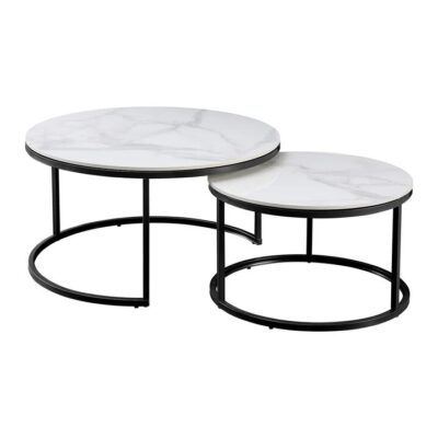 Nesting Style Coffee Table - White on Black - 80cm/60cm