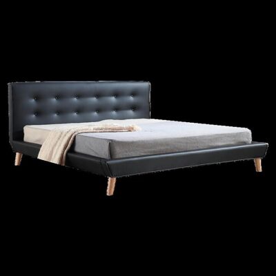 King PU Leather Deluxe Bed Frame Black