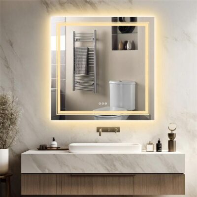 Interior Ave – LED Square Frameless Salon / Bathroom Wall Mirror – 90 x 90cm Interior Ave - LED Square Frameless Salon / Bathroom Wall Mirror - 90 x 90cm