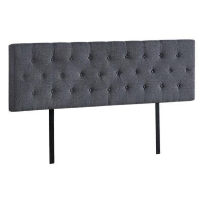 Linen Fabric King Bed Deluxe Headboard Bedhead - Grey