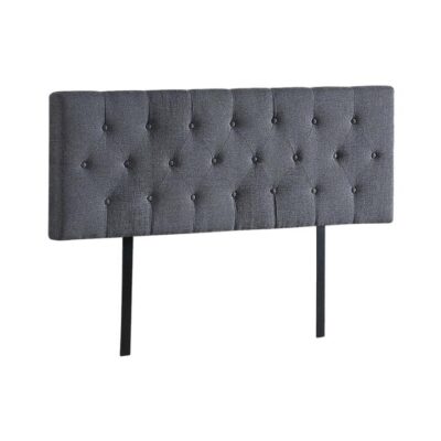 Linen Fabric Queen Bed Deluxe Headboard Bedhead – Grey Linen Fabric Queen Bed Deluxe Headboard Bedhead - Grey