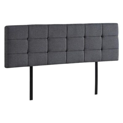 Linen Fabric King Bed Deluxe Headboard Bedhead - Grey