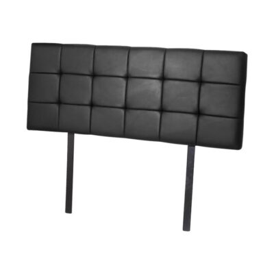 PU Leather Double Bed Deluxe Headboard Bedhead - Black