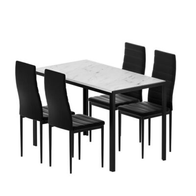 1 Artiss Dining Table and 4 Chairs Set Marble Effect 1 Artiss Dining Table and 4 Chairs Set Marble Effect