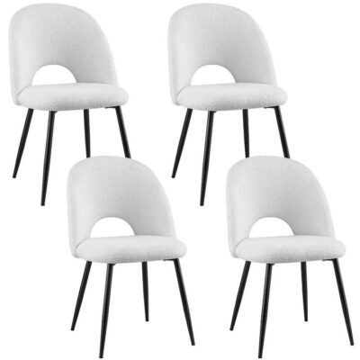 1 Set of 4 Artiss Dining Chair Boucle Sherpa 1 Set of 4 Artiss Dining Chair Boucle Sherpa