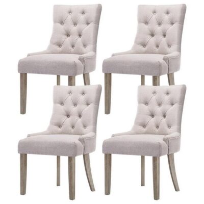 Artiss Dining Chairs Set of 4 Linen French Provincial Beige