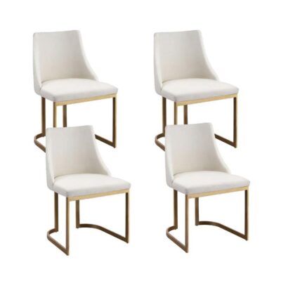 Artiss Dining Chairs Set of 4 Linen Fabric Frame Beige