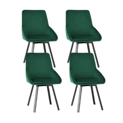 Artiss Dining Chairs Set of 4 Velvet Swivel Base Green