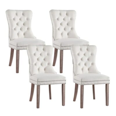 1 Set of 4 Artiss Dining Chairs Beige Velvet 1 Set of 4 Artiss Dining Chairs Beige Velvet