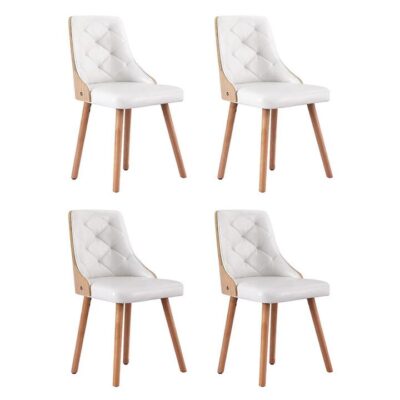 1 Set of 4 Artiss Dining Chairs White PU