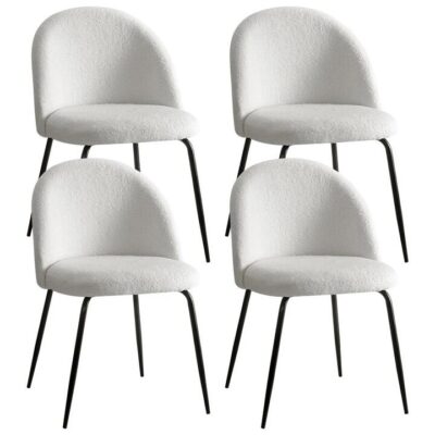 Artiss Dining Chairs Set of 4 Sherpa Boucle White