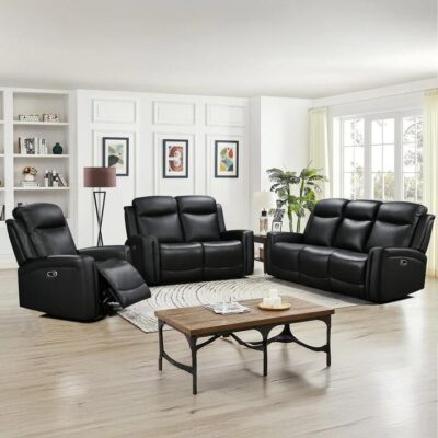 3-2 Seater Electric Leather/PVC Black Recliner Set 3-2 Seater Electric Leather/PVC Black Recliner Set