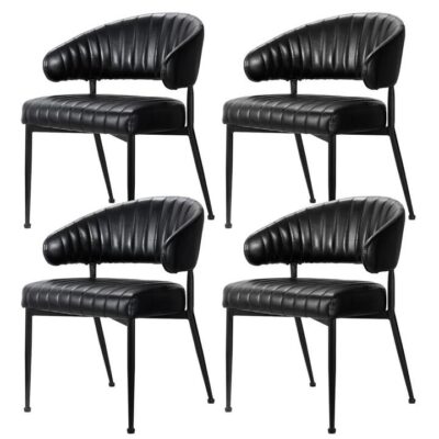 Artiss Dining Chairs Set of 4 Leather Hollow Armchair Black