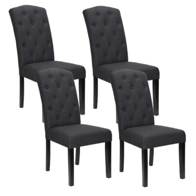 Artiss Dining Chairs Set of 4 Linen Parsons Chair Dark Grey