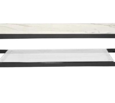 Alexa Black TV Unit - White Marble