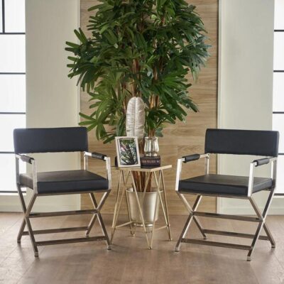 Rocklin Steel & Bonded Leather Director chair Armchair in Black Rocklin Steel & Bonded Leather Director chair Armchair in Black