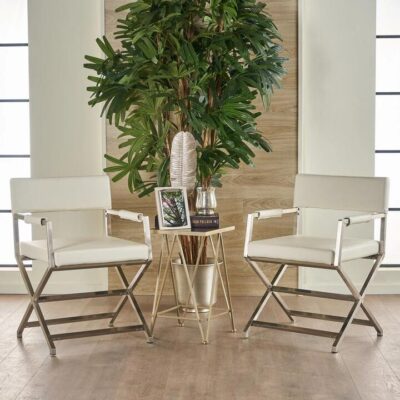 Rocklin Steel & Bonded Leather Director chair Armchair in White Rocklin Steel & Bonded Leather Director chair Armchair in White