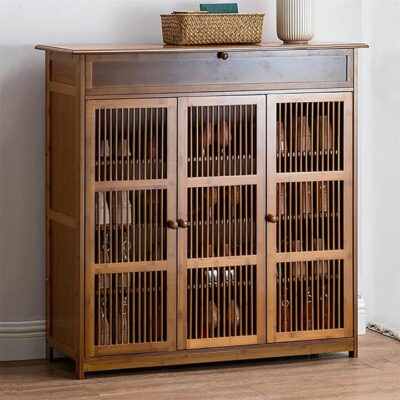 XXL 4-Tier Bamboo Shoe Rack Cabinet with Doors, Drawers XXL 4-Tier Bamboo Shoe Rack Cabinet with Doors, Drawers